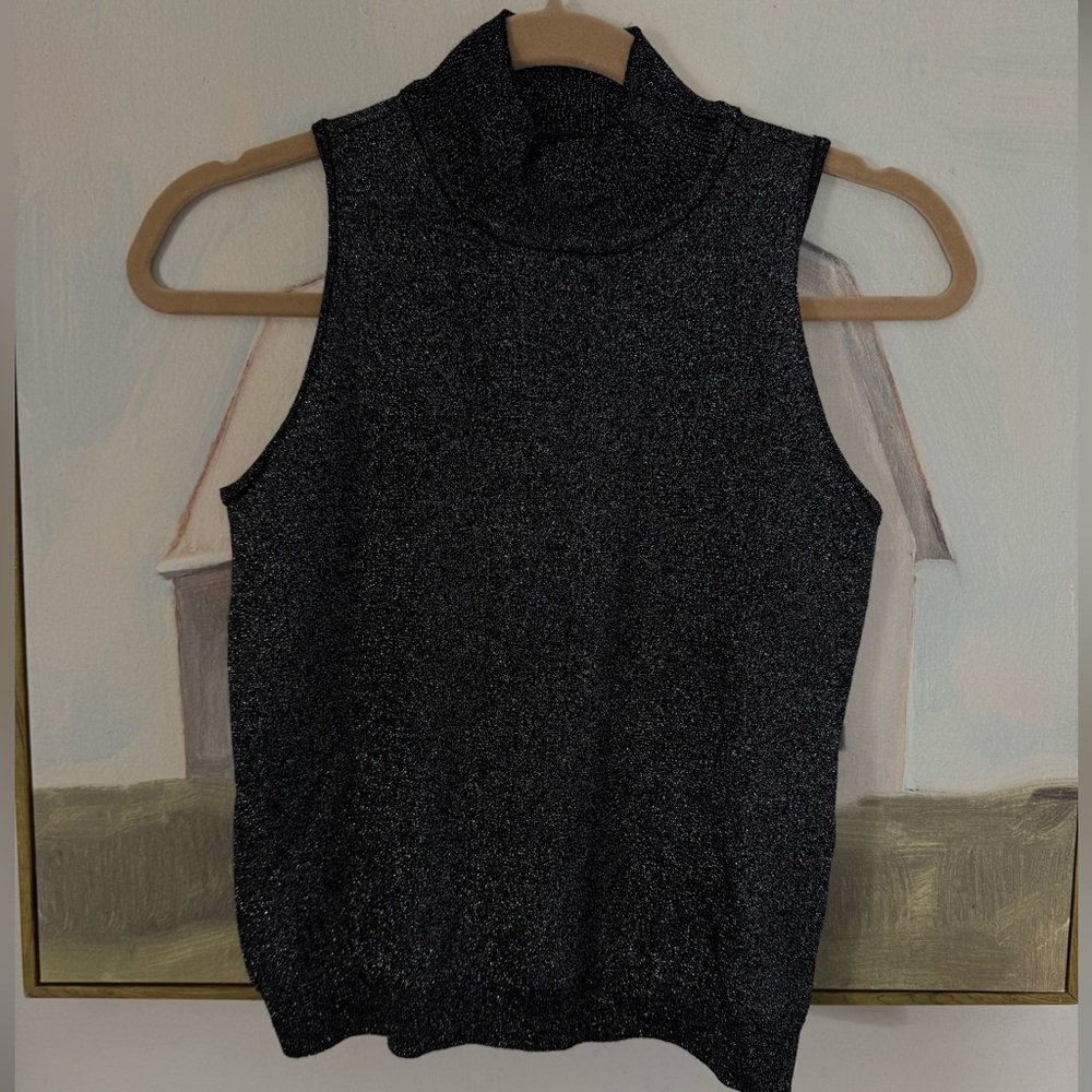 MINNIE ROSE Viscose Lurex Button Cardigan & Shell Set Black Sparkle Size Medium - Picture 7 of 8